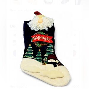 DANDEE Santa Christmas Stocking HO HO HO Snowman Plush Holiday Vintage Style